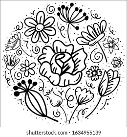 Vector Collection of Hand Drawn Doodles flowers.
