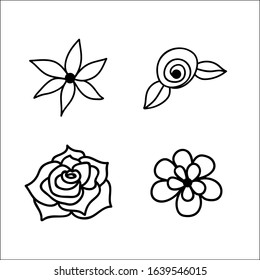 Vector Collection of Hand Drawn Doodles flowers.