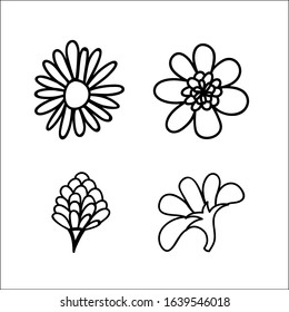 Vector Collection of Hand Drawn Doodles flowers.