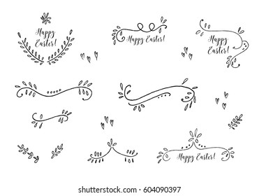 Vector collection of hand drawn Easter elements.