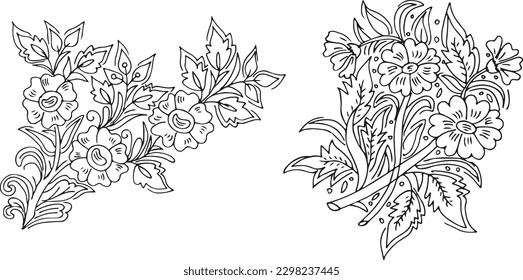 Vector Collection Hand Drawn Flower. Botanical set of sketch flowers.
