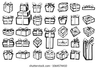 Vector collection with hand drawn gifts