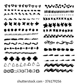 Vector collection of hand drawn gouache borders for your design.
