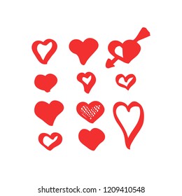 Vector collection of hand drawn hearts