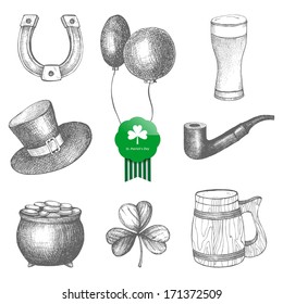 Vector collection of hand drawn illustrations for St. Patrick's day.
