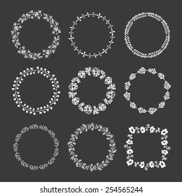 Vector collection of  hand drawn laurel wreath