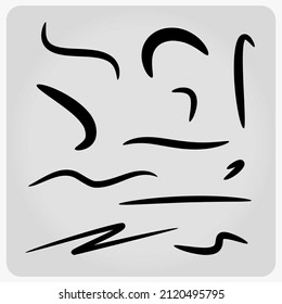 Vector collection of hand drawn lines, brush lines, brush strokes, underline