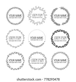 Vector collection of hand drawn logo templates. Wedding, family, children photographer logotypes. Vintage badges and icons. Hand sketched modern icons, labels.
