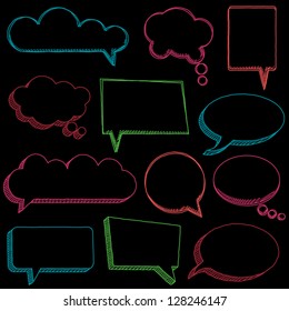 Vector Collection of Hand Drawn Neon Speech Bubbles