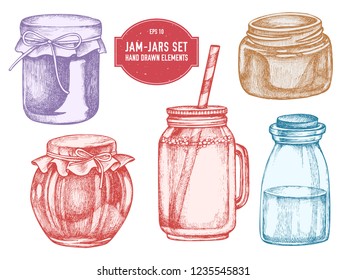 Vector collection of hand drawn pastel jars