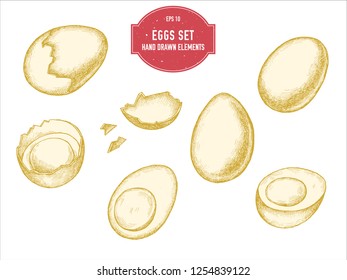 Vector collection of hand drawn pastel eggs