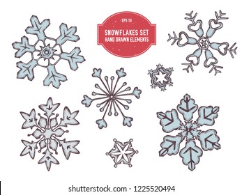 Vector collection of hand drawn snowflakes