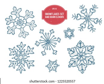 Vector collection of hand drawn snowflakes
