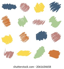 Colección vectorial de puntos dibujados a mano y trazos. Plantilla de color de moda para medios sociales, impresiones, afiches.

