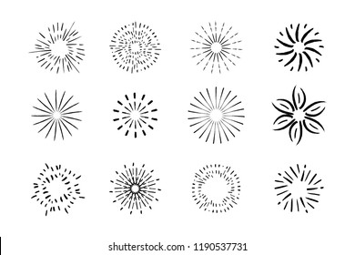 Vector collection of hand drawn sunbursts
