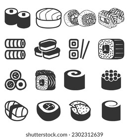 vector collection of hand drawn sushi doodles