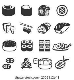 vector collection of hand drawn sushi doodles