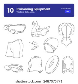 Vector Collection of Hand Drawn Swimming Equipment Illustration