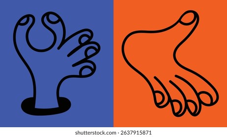 Vector collection of hand gesture doodles in clean, contemporary outline. Decorative minimalist elements for posters and digital use