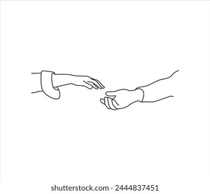vector collection hand holding hand line art illustration 