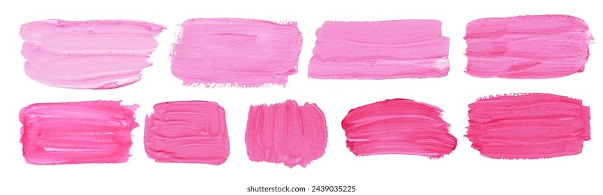 Vector collection of hand painted gouache and acrylic pink banners for backgrounds	
