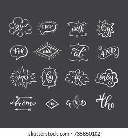 Vector collection of hand sketched ampersands and catchwords made in vector. Handsketched set of design elements. Calligraphic detailes.