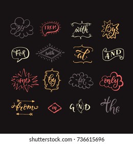 Vector collection of hand sketched ampersands and catchwords made in vector. Handsketched set of design elements. Calligraphic detailes.