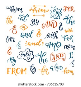 Vector collection of hand sketched ampersands and catchwords made in vector. Handsketched set of design elements. Calligraphic detailes.