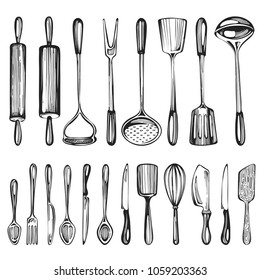 Vector collection with hand-draw kitchenware