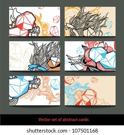 vector collection of hand-drawn cards with colorful doodles