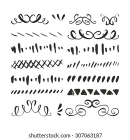 Vector collection of handdrawn ink borders and swirls for your design.