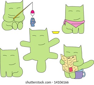 Vector collection of happy kitten