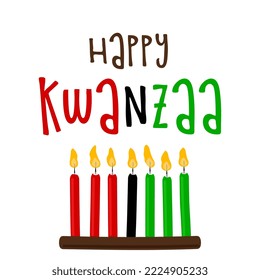 Vector collection of Happy Kwanzaa. Holiday symbols set on white background