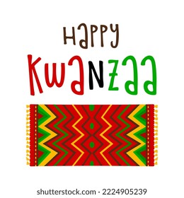 Vector collection of Happy Kwanzaa. Holiday symbols set on white background