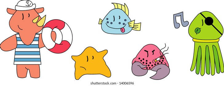 vector collection of happy sailors2