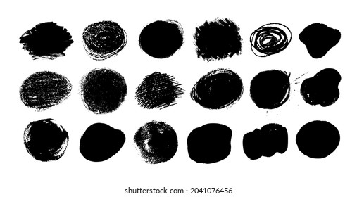 Vector collection of hatching and blots grunge banners and textures isolated on white background.