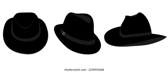 Vector collection of hats for men on plain white background