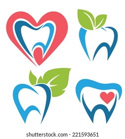 vector collection of healthy teeth, dental symbols and icons