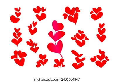 Vector collection of heart arrangement shapes, valentine, love symbols