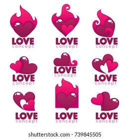 vector collection of heart, hands and love logo, concept, labels and forms