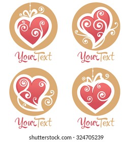 vector collection of heart,  love logo, concept, labels and forms