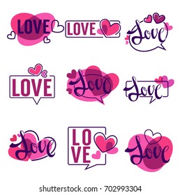 vector collection of hearts and love logo, emblems, labels and forms