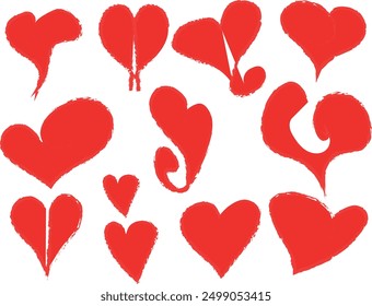Vektorgrafik von Herzen für Valentinstag, handgezeichnet mit Kreide oder Bleistiften