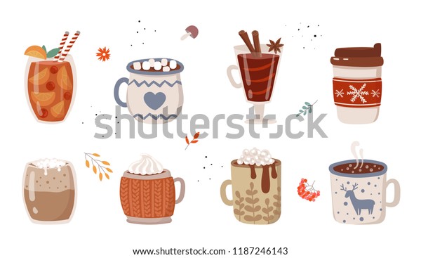 Vector Collection Hot Drinks Hot Chocolate Stock Vector (Royalty Free ...