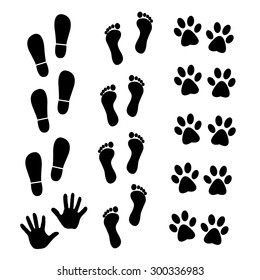 Vector collection of human and animal trace