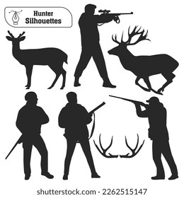 Colección de vectores de la silueta de animales de la selva de cazadores