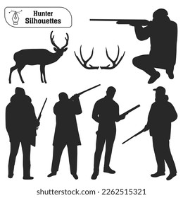 Colección de vectores de la silueta de animales de la selva de cazadores