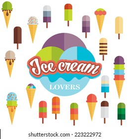 Vector Collection of Ice Cream with banner