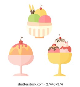 Vector collection of ice cream and dessert icons design set