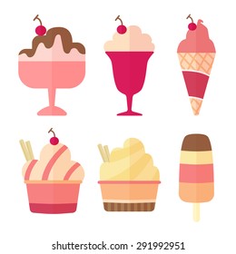 Vector collection of ice cream and dessert icons design set